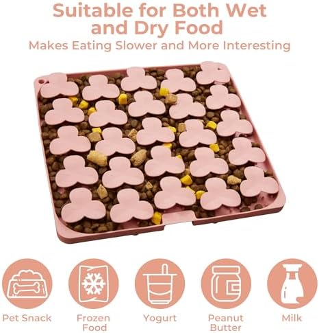 Puzzle Feeder Snuffle Mat for Dogs, Lick Mat for Dogs to Slow Down Eating, Dog Puzzle Toys for Large and Medium Breed Dogs, Silicone Dog Bowls for Dry, Wet, Raw Food, Pink - Image 3
