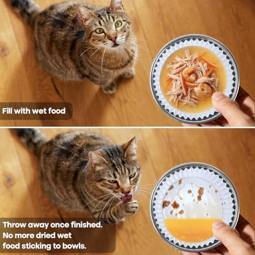 Cat Bowl Set (300 Disposable Pet Bowl Liners with 2 Stainless Steel Bowls) - Image 4