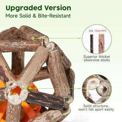 Potaroma Catnip Toys, 3Pcs Cat Toys Natural Silvervine Stick Cage Balls & Bell Ball for Indoor Cats, Kitten Cleaning Teeth Molar Matatabi Cat Chew Toy All Breeds - Image 6