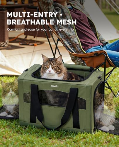 Pecute Cat Carrier Stable, Pet Carrier with Privacy Partition,Green - Image 6