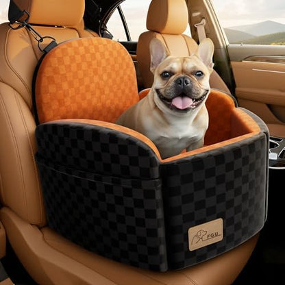FGU Elevated Dog Car Seat for Small/Medium Dogs up to 35lbs, Brown Plaid by Unknown