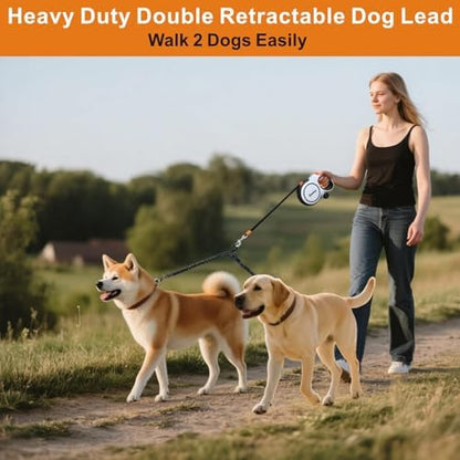 Retractable Dog Leash,16ft Retractable Lead with Bungee Leads for 2 Dogs,Double Leash with Dog Safety Harness Buckle, Extendable Lead 5m for Medium Large Dogs (White, 5m) - Image 2