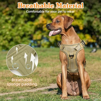 VavoPaw Heavy Duty Tactical Dog Harness for Medium Dog, No Pull Adjustable - Image 3