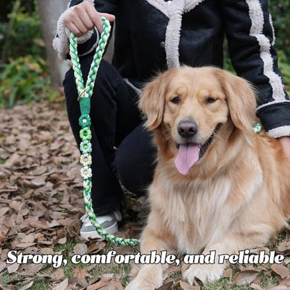 5FT Braided Cotton Rope Leash for Small, Medium and Large Dogs, Mint Meadow - Image 4