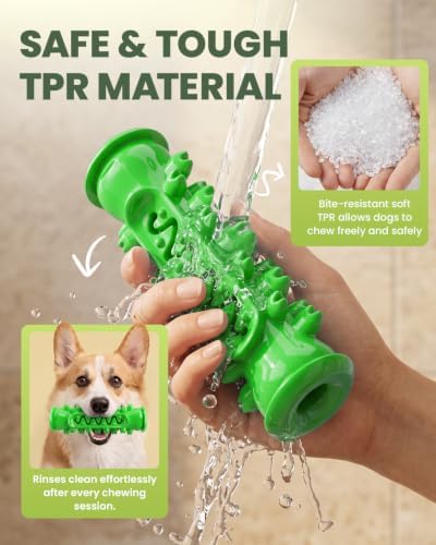 Dog Chew Toys with Rope, Toothbrush Toy for Medium Large Dog Green - Image 5
