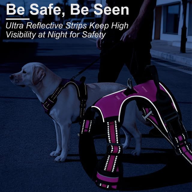 No Pull Dog Harness, Adjustable Reflective Front Clip Pet Vest with Easy Control Handle for Medium Large Dogs (Orange,M) - Image 6