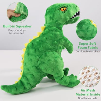 Plush Squeaky Dog Toy, Stuffed Dinosaur Interactive Chew Toy for Puppies Small Medium Dogs, Keep Them Busy & Anxiety Relief Cuddle Toy - Image 3