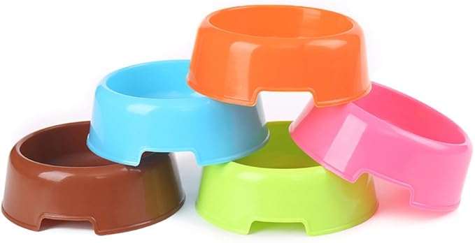 Bettli 5Pcs/Set Plastic Candy Color Pet Cat Dog Puppy Rabbit Animal Practical Food Water Bowl-Random Color