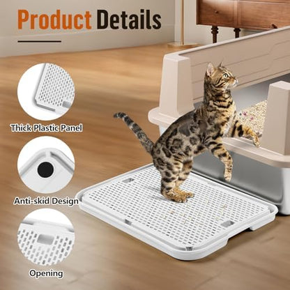 Cat Litter Box Step, Large Cat Litter Ramp with Filter Function, White - Image 4