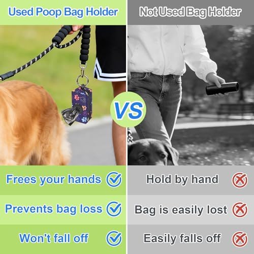 2pack Dog Poop Bag Holder with 2 Roll Bags Lightweight Zipper Dog Poop Bag Holders for Leashes Reusable Small Puppy Pet Waste Bags Dispenser Pouch with Clip-On Black/Blue - Image 4
