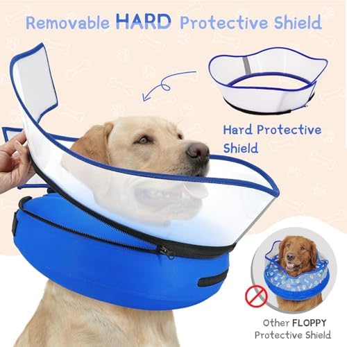 Supet Raised Inflatable Dog Cone Collar to Stop Licking, Soft Dog Cone Alternative After Surgery, Pet Neck Donut Collar for Small Medium Large Dogs - Image 3