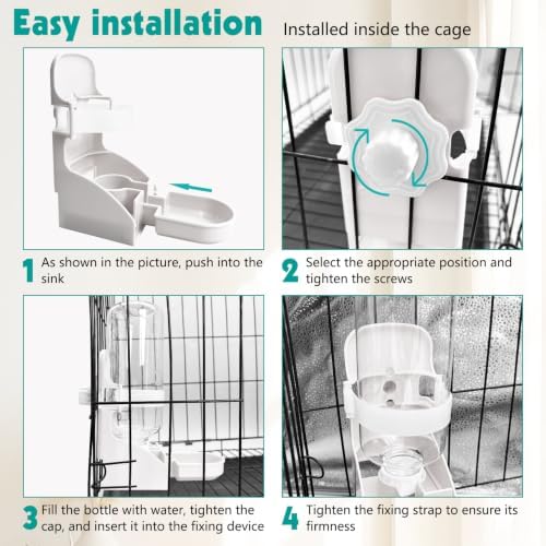 kathson 2PCS Rabbit Water Bottle, 17oz Hanging Water Fountain Automatic Dispenser No Leak WaterFeeder for Bunny Chinchilla Guinea Pig Hedgehog Ferret - Image 4