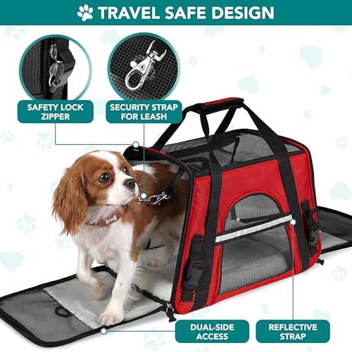 PetAmi Airline Approved Pet Carrier for Cats & Small Dogs, Large, Red - Image 4
