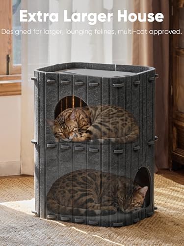 FUKUMARU Cat House for Indoor Cats, Warm Felt Cat Bed, Scratch Resistant - Image 4