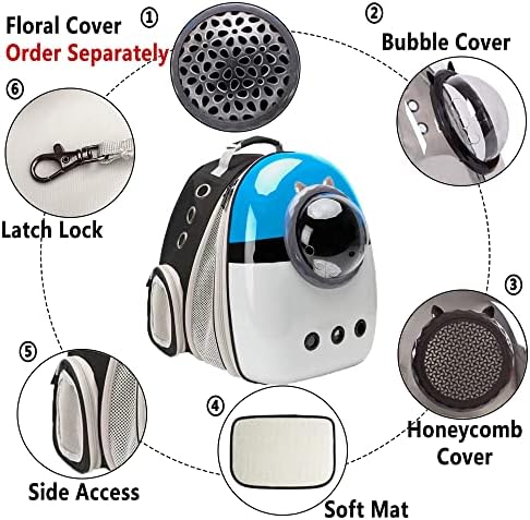 Expandable Cat Carrier Backpack, Backpack for Cats Kitten Small Puppy, Airline Approved Cat Bubble Backpack, Space Capsule Astronaut Carrier (Blue, Front Extension) - Image 3