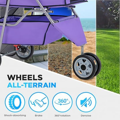 BestOffice Pet Stroller for Small Medium Dogs & Cats, 3-Wheel Foldable Dog Stroller with Cup Holder, Lightweight Travel Carrier, Waterproof Design for Outdoor Walks, Purple - Image 4