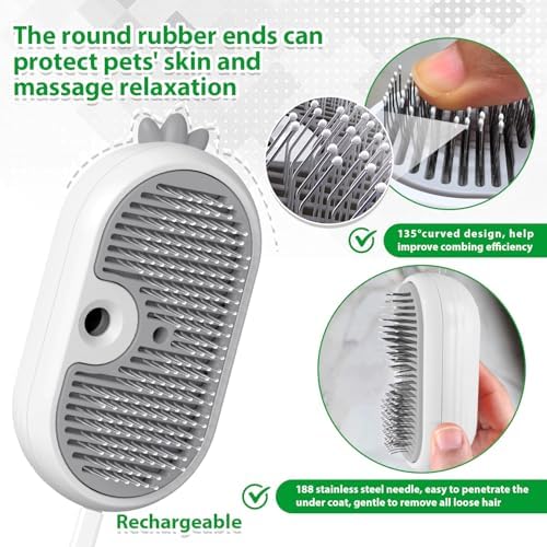 Cat Steam Brush with Release Button, 3 in 1 Pet Spray Water Comb - Image 4