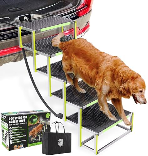 Dog Steps for Car, Non-Slip Aluminum Stairs, 175lb 5-Step by CreatureCops