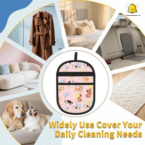 Pink Dog Palying Pet Hair Removal Glove Brush Hair Remover Tool for Carpet - Image 7