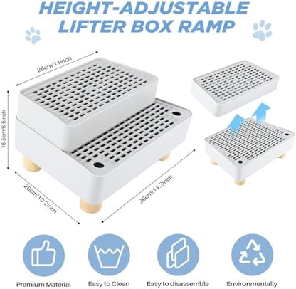 Adjustable Litter Box Step, Cat Litter Box Ramp/Catcher with Wooden Feet - Image 2