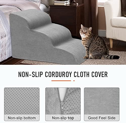 Dog Stairs for Small Dogs, 3 Tiers High Density Foam Dog Ramp, Extra Wide Non-Slip Pet Steps for High Beds Or Couch, Soft Foam Doggie Ladder for Dogs Injured, Older Pets, Small Cats - Image 5