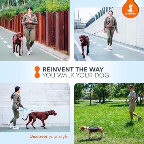 SparklyPets - Bungee Rope Handsfree Leash for 1 Dog - Demovable Slip Lead - Waist or Hip Belt Leash for Dog Walking, Running, Carnicross - Medium & Large Breeds - Image 5