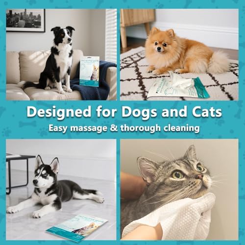 24PCS Unscented Extra Thick Pet Glove Wipes for Dogs & Cats, Dog Cat Washing Cleaning Gloves, Dog Grooming Bath Gloves for Daily Care and Traveling, Rinse Free - Image 7
