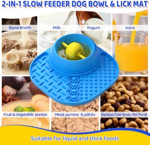 Slow Feeder Dog Bowls, Lick Mat & Interactive Rolling Ball, Dishwasher Safe - Image 5