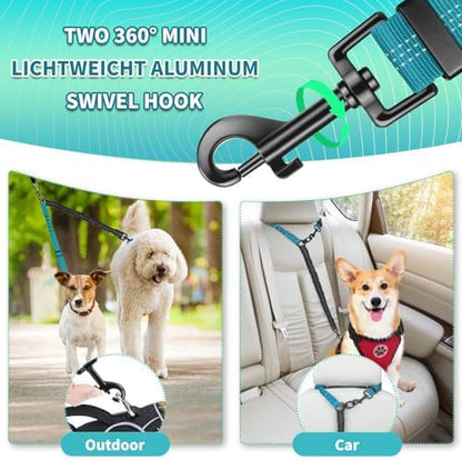 Double Leash for Two Dogs, 2-in-1 No Tangle Design with Bungee Shock Absorber & Adjustable Strap for Walking, Running, Training (Blue) - Image 4
