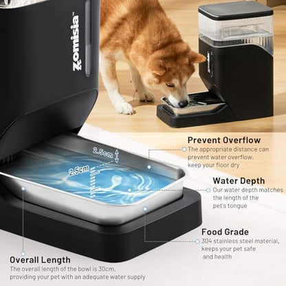 ZOMISIA 2.1 Gallon Gravity Dog Water Dispenser with Stainless Steel Bowl - Image 3