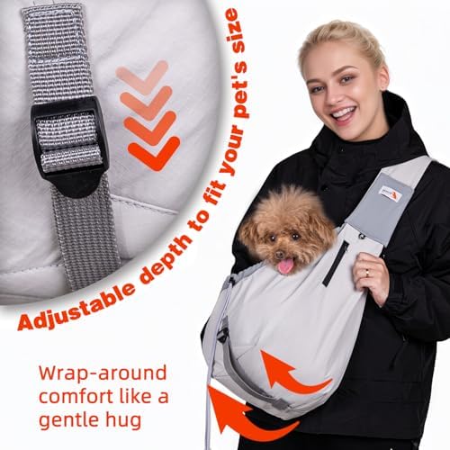 Dog Carrier Sling, Dog Carriers for Small Dogs Up to 20lbs, Grey - Image 6