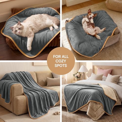 Luciphia Waterproof Pet Blanket, Washable Reversible Sherpa Fleece Throw - Image 5