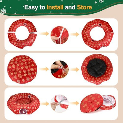 Cat Tunnel Bed for Indoor Cats, XL Christmas Tree Skirts Washable Warm Soft Indoor Cat Donut Tunnel, Multifunctional Cat Interactive Playground Toys for Felines Pet Christmas Tree Decoration - Image 6
