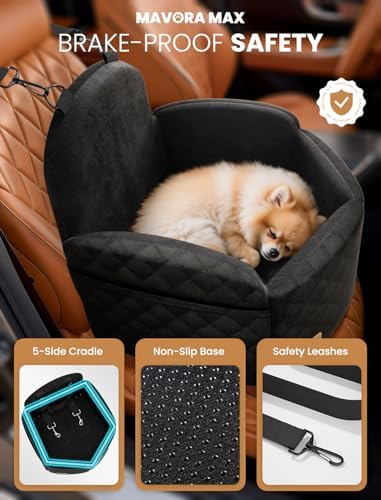 Dog Car Seat Booster for Small/Medium Dogs up to 35lbs, Black - Image 5