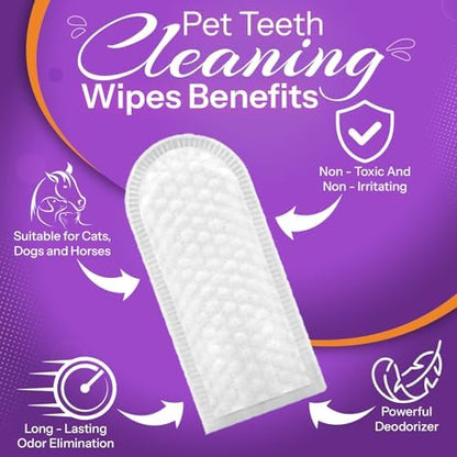 DEVO-T 100% Natural Dog Teeth Cleaning Wipes Mint Scented | 50 Count | Pet Teeth Cleaning Finger Wipes for Dogs, Cats & Horses | Remove Bad Breath, Plaque & Tartar Buildup | Dog Dental Wipes Finger - Image 2