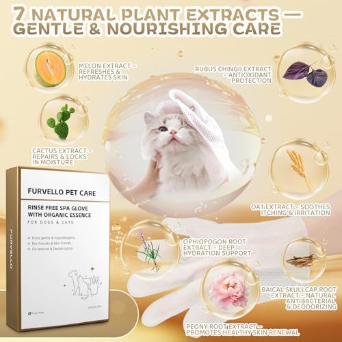 Pet Glove Wipes for Dogs & Cats, Rinse-Free, Individually Wrapped, 6 Count - Image 2