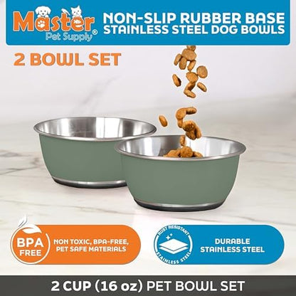 Master Pet Supply Stainless Steel Dog Bowls Set of 2 - Camo Patrol - 16 Oz - Image 2