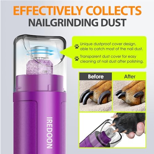 IREDOON Dog Nail Grinder with 4 LED Lights, 3 Speeds Super Quiet for Pets - Image 4