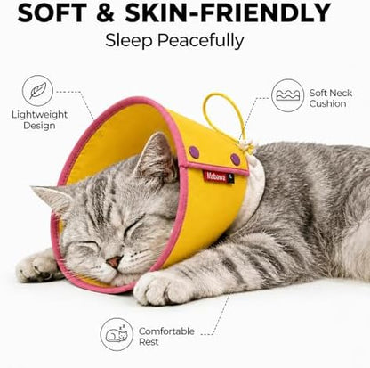 Soft Dog Cone Collar for Dogs & Cats, Adjustable Elizabethan Recovery Collar, Lightweight EPE Material, Post-Surgery Wound Protection (Yellow, S) - Image 3