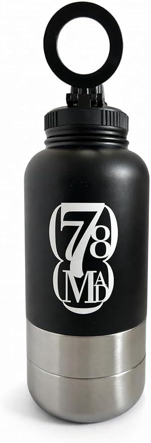 3-in-1 Dog Water Bottles with Food & Water Bowls – Insulated Stainless Steel 32oz Travel Bottle for Walking, Hiking & Outdoor Adventures (Black)