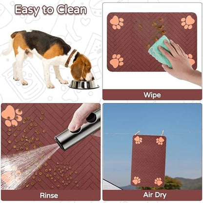 Dog Cat Food Mat, Absorbent Pet Feeding Mat for Food and Water Bowl - Image 7