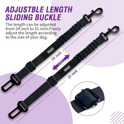 COOYOO Dog Seat Belt,Retractable Dog Car Harness Seat Belt for Car Adjustable Nylon Pet Safety Seat Belts Heavy Duty & Elastic Bungee Buffer - Image 4