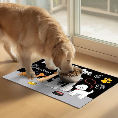 HOMETITUTE Dog Feeding Mat Dog Bone Paw Bowl Placemat 20 x 12 Inch - Image 2