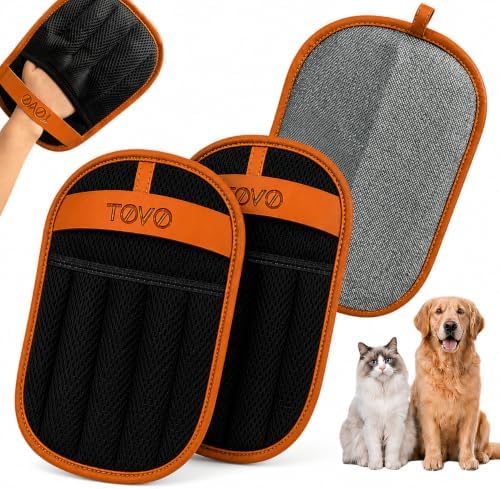 Pet Hair Removal Glove for Cats & Dogs, Upgraded Five-Finger Electrostatic Pet Hair Glove, Reusable Magic Brush Pet Hair Remover Tool for Laundry, Couch, Carpet, Car Seat by TOVO-MadeforLife