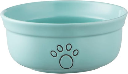 Ceramic Dog Bowls, Pet Feeding Bowls for Cats and Small Dogs 20 oz (6", Blue/Pink/White)