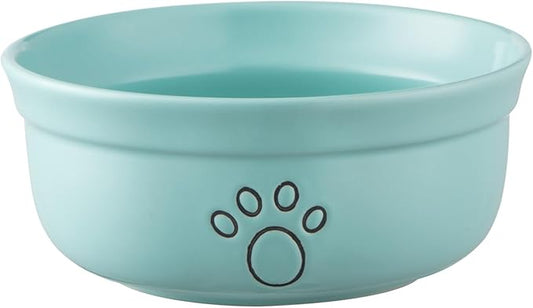 Ceramic Dog Bowls, Pet Feeding Bowls for Cats and Small Dogs 20 oz (6", Blue/Pink/White)
