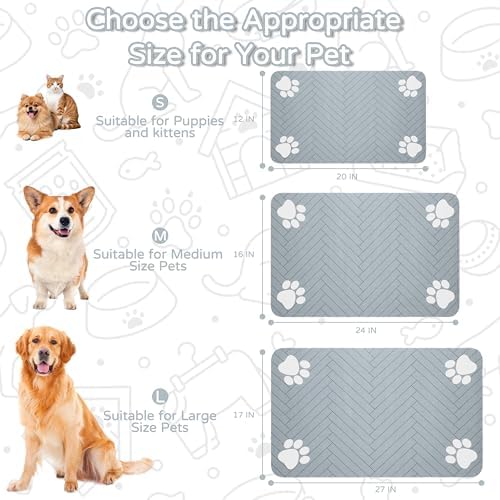 Dog Cat Food Mat, Absorbent Pet Feeding Mat for Food and Water Bowl - Image 3
