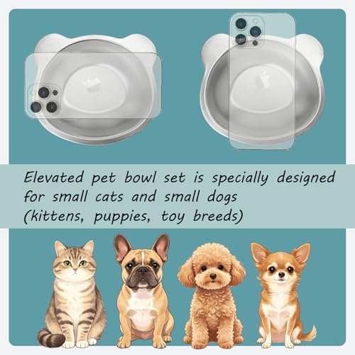 2 Pack Elevated Pet Bowls for Small Cats and Dogs 15° Tilted - Image 2