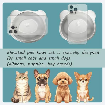 2 Pack Elevated Pet Bowls for Small Cats and Dogs 15° Tilted - Image 2