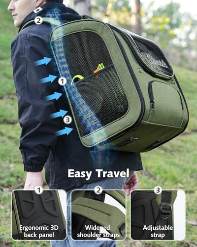 Pecute Cat Backpack Carrier,Large Space Cat Bubble Backpack,Ergonomic,Green - Image 5